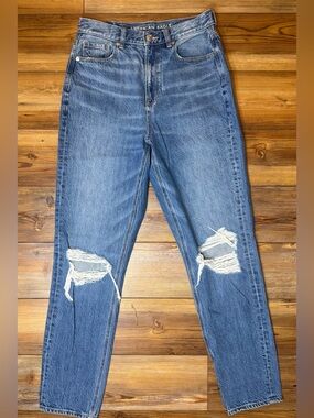 American Eagle Highest Rise Mom Jeans Distressed Women’s Size 4 Long